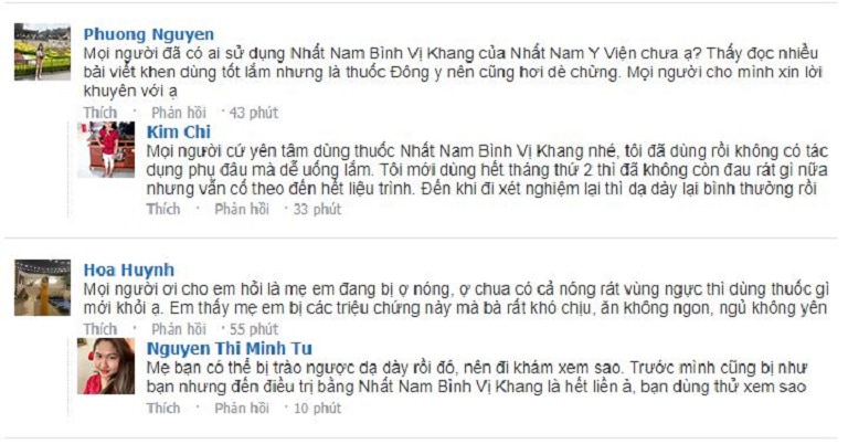 Tài khoản Kim Chi và Nguyen Thi Minh Tu bình luận review về bài thuốc